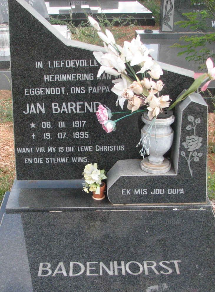 BADENHORST Jan Barend 1917-1995