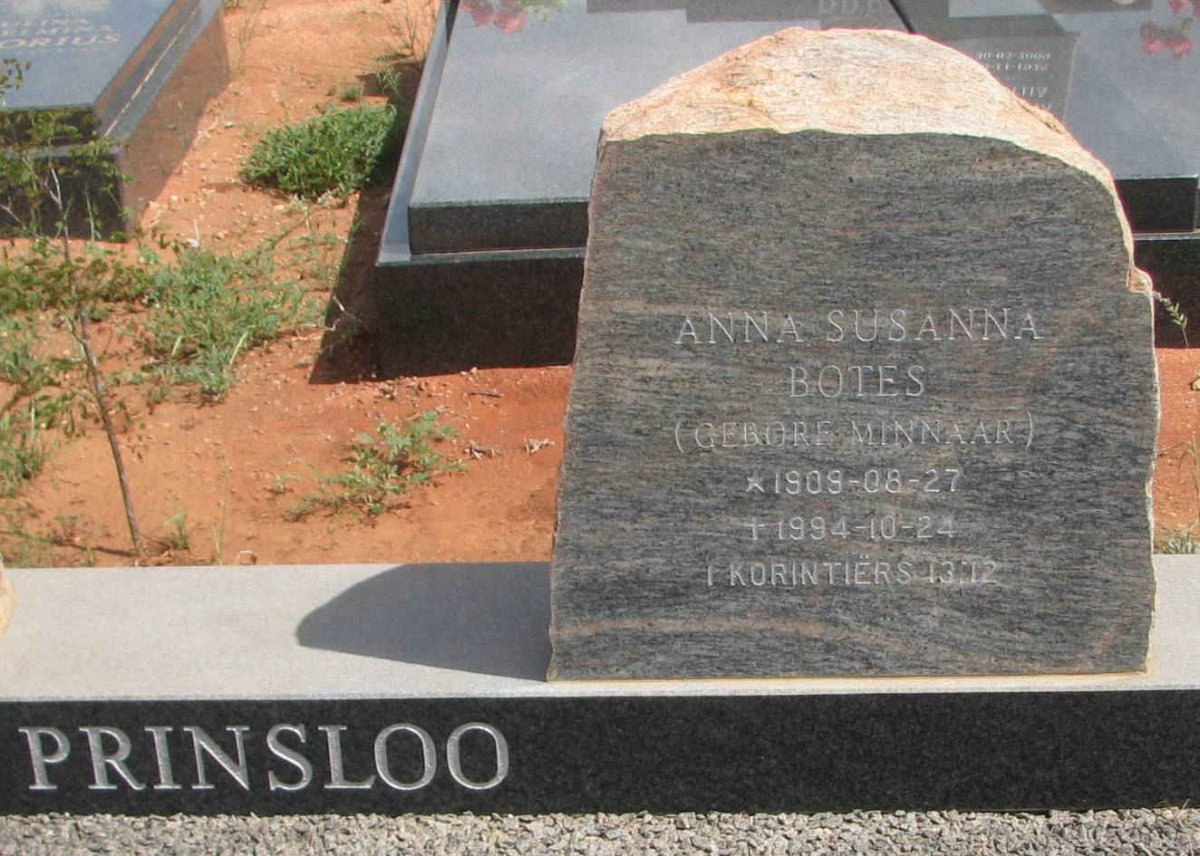 PRINSLOO Anna Susanna Botes nee MINNAAR 1909-1994