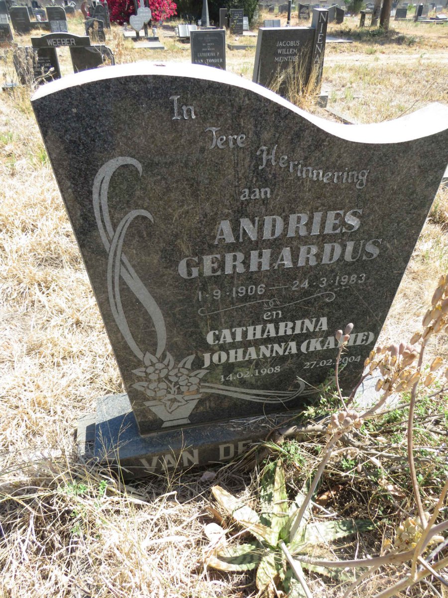 ? Andries Gerhardus, van de?  1906-1983 & Catharina Johanna 1908-2004