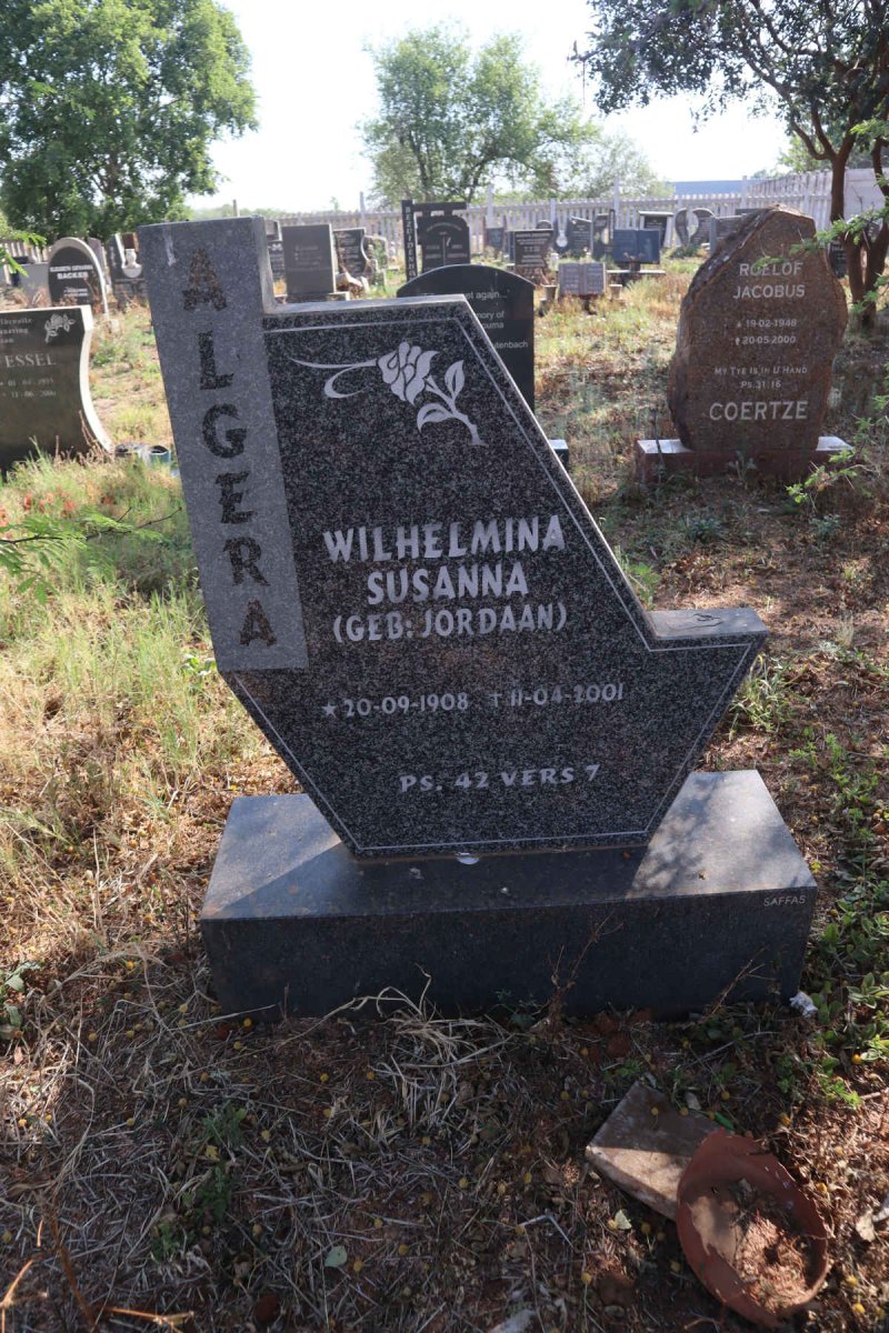 ALGERA Wilhelmina Susanna nee JORDAAN 1908-2001