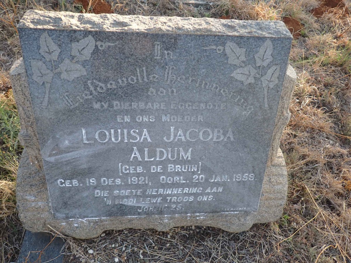 ALDUM Louisa Jacoba nee DE BRUIN 1921-1959