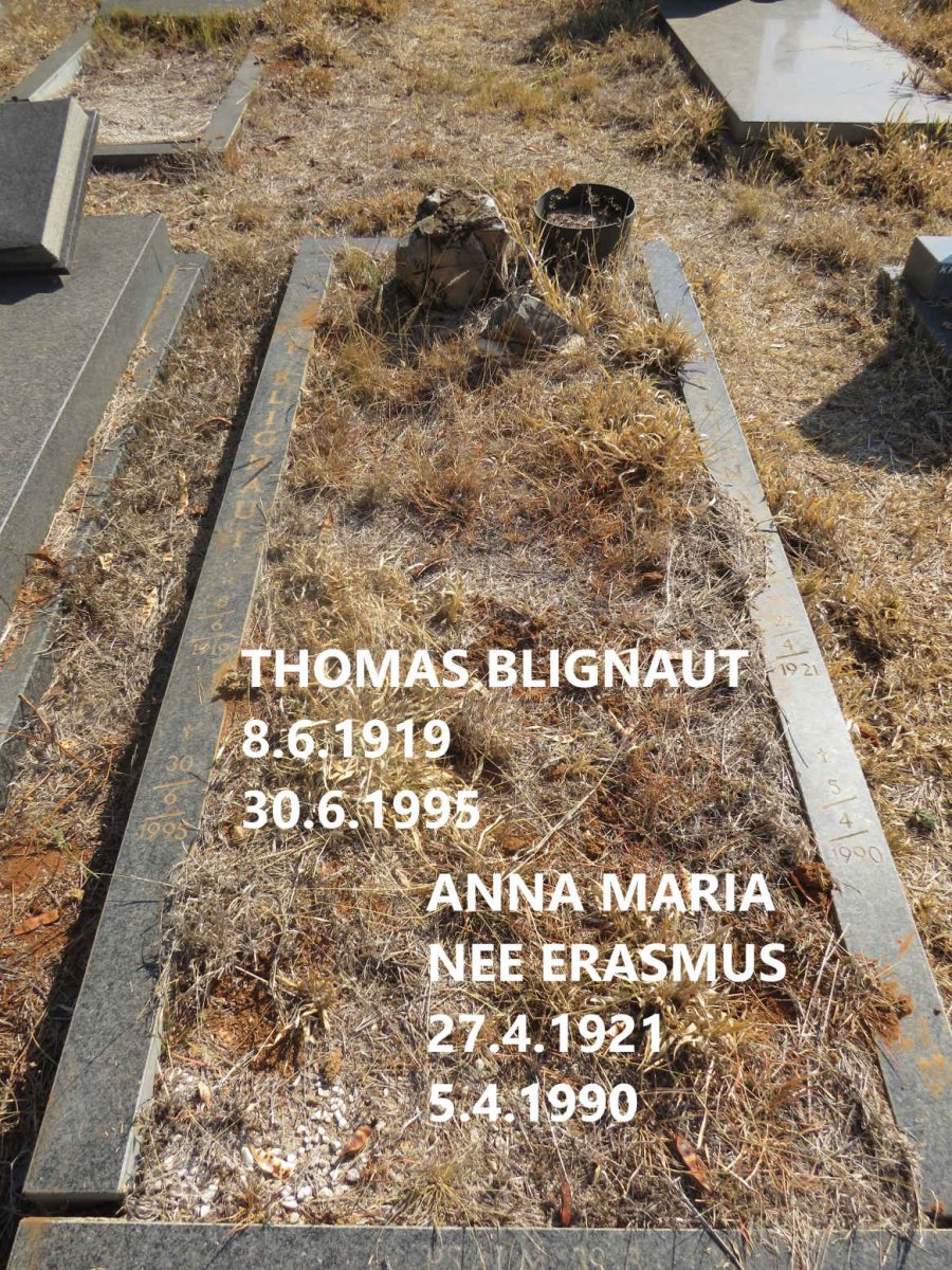 BLIGNAUT Thomas 1919-1995 & Anna Maria ERASMUS 1921-1990