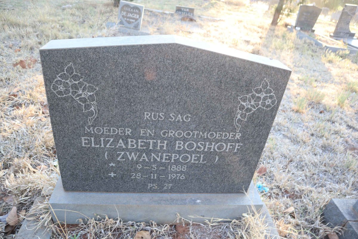 BOSHOFF Elizabeth nee ZWANEPOEL 1888-1976