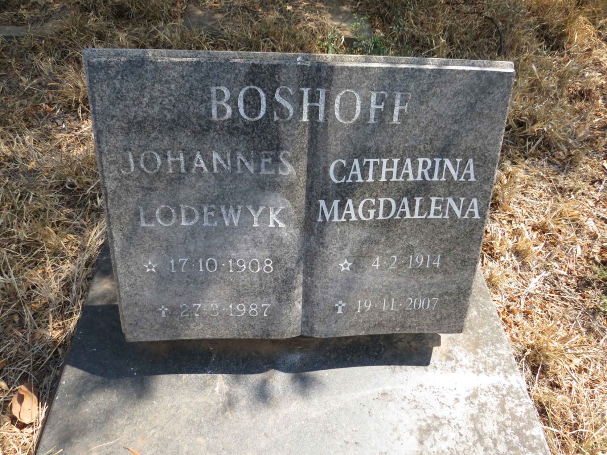 BOSHOFF Johannes Lodewyk 1908-1987 & Catharina Magdalena 1914-2007