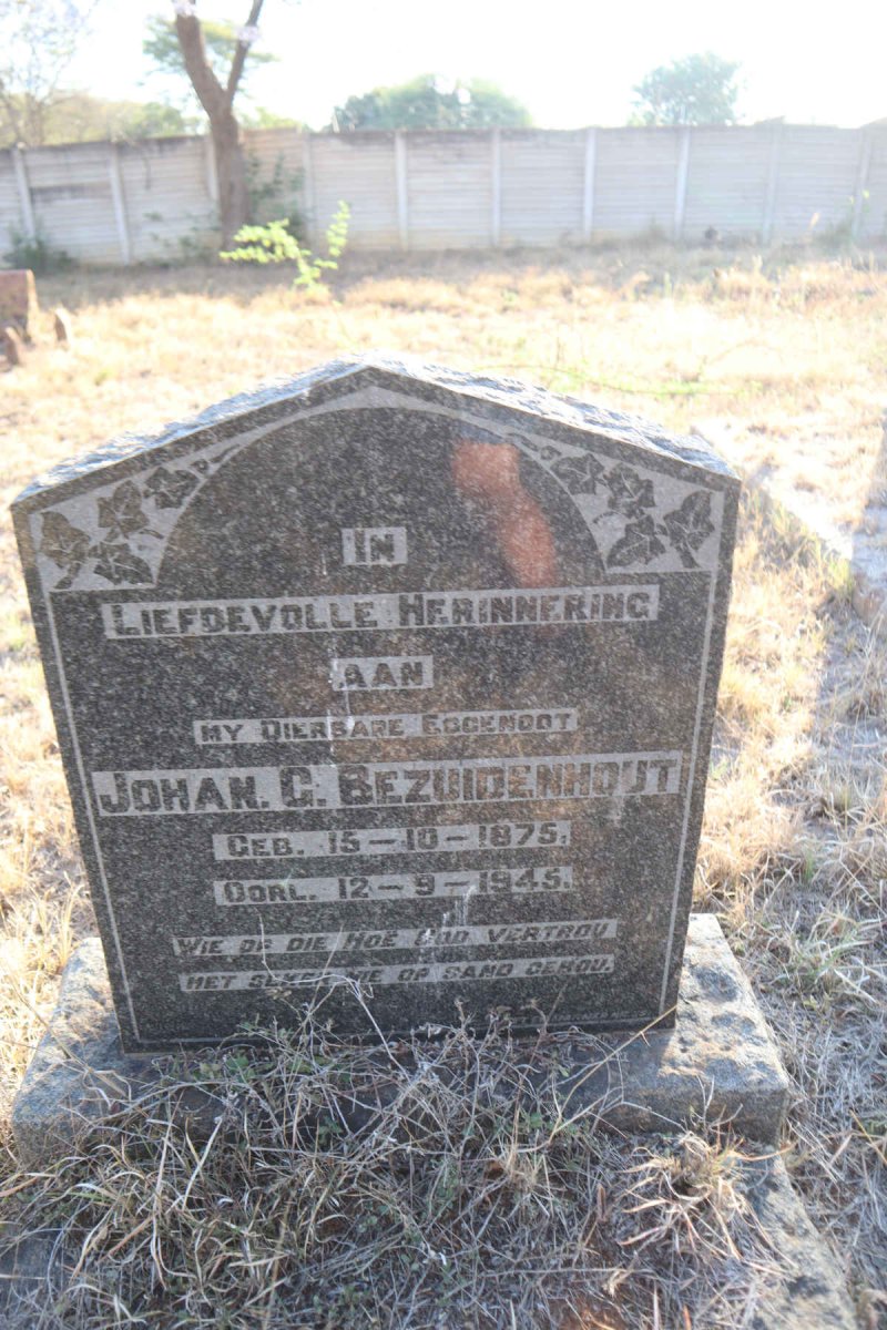 BEZUIDENHOUT Johan G. 1875-1945