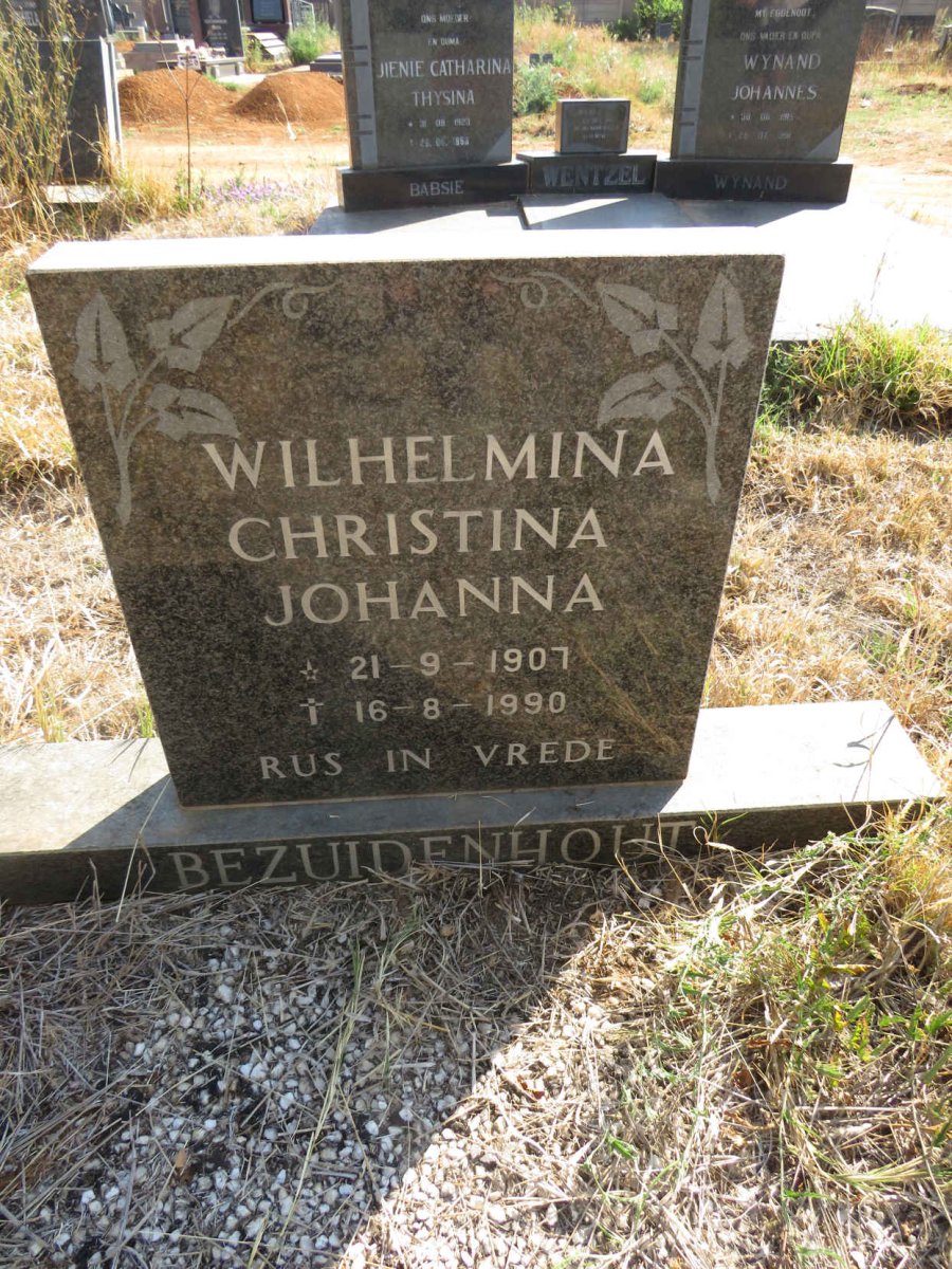 BEZUIDENHOUT Wilhelmina Christina Johanna 1907-1990