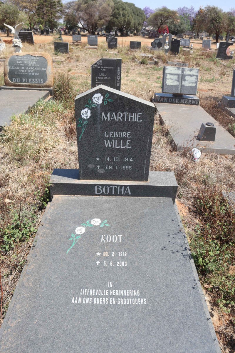 BOTHA Koot 1912-2003 & Marthie WILLE 1914-1995
