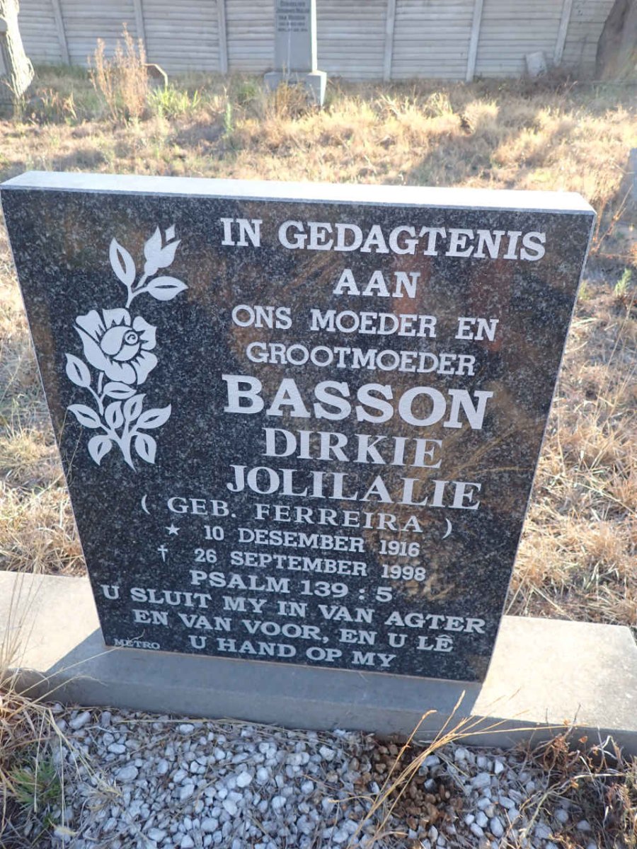 BASSON Dirkie Jolilalie nee FERREIRA 1916-1998