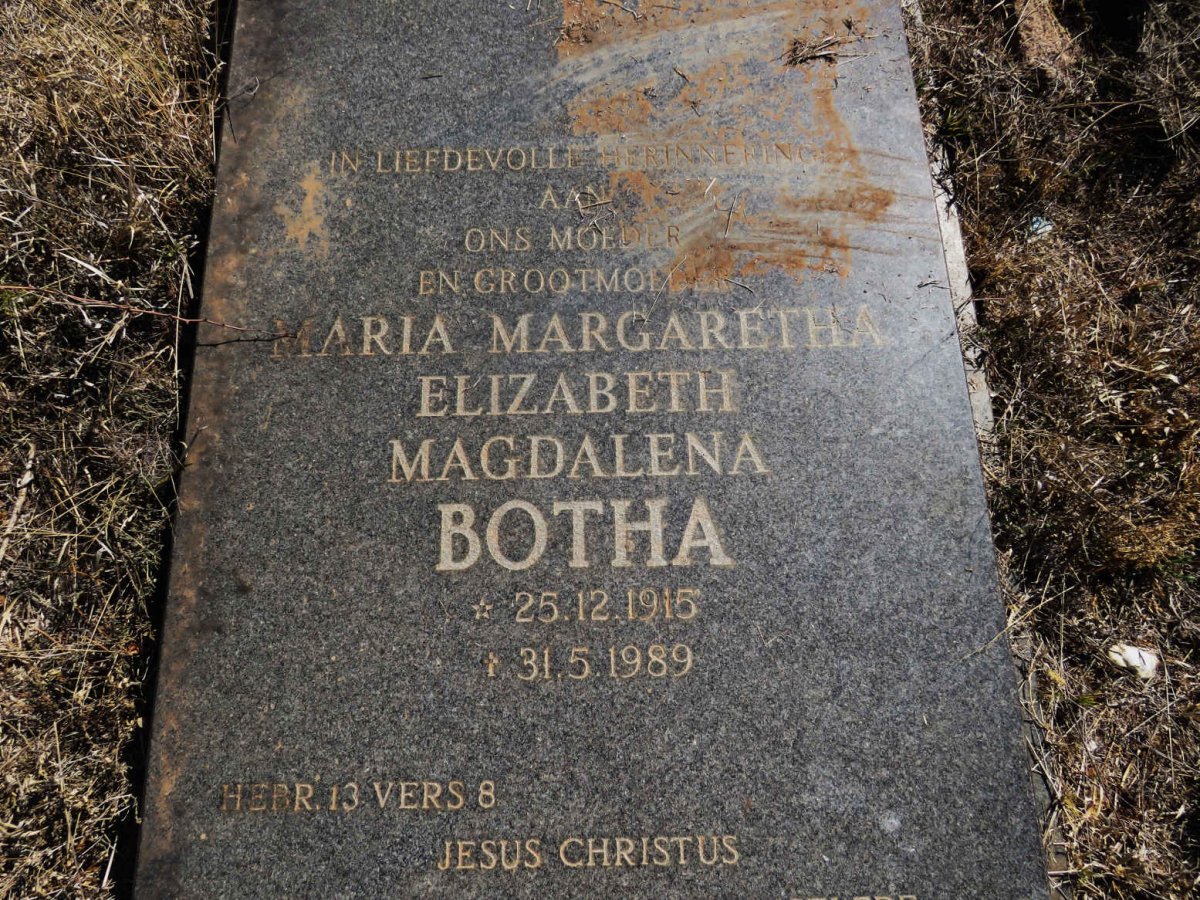 BOTHA Maria Margaretha Elizabeth Magdalena 1915-1989