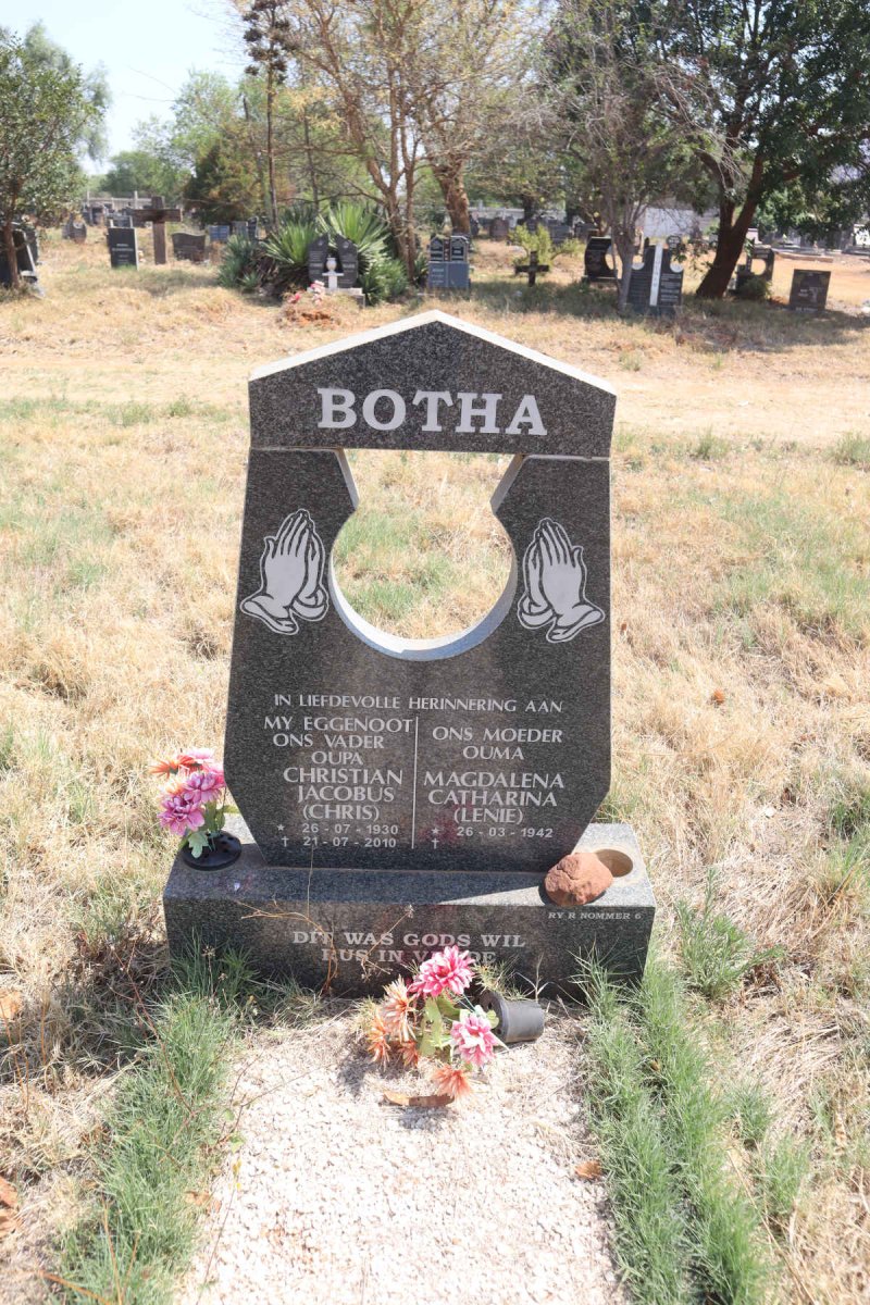 BOTHA Christian Jacobus 1930-2010 & magdalena Catharina 1942-