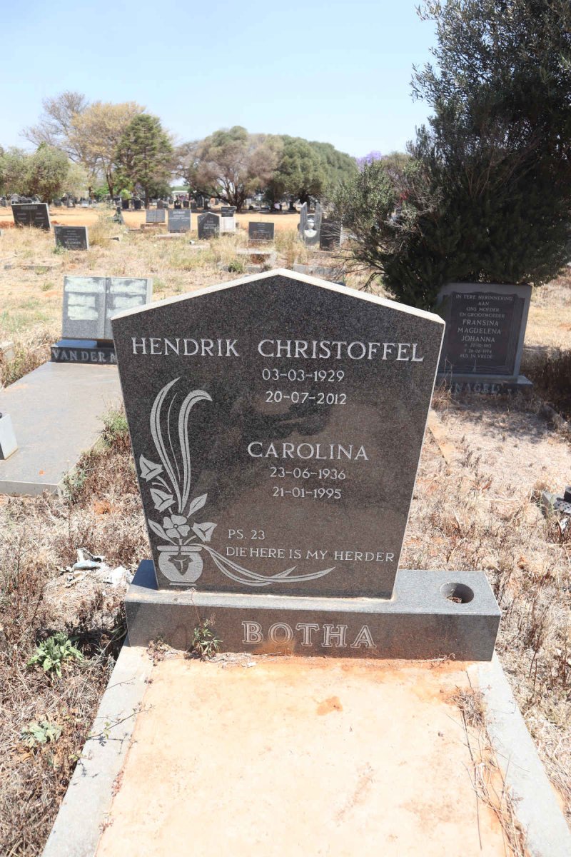 BOTHA Hendrik Christoffel 1929-2012 & Carolina 1936-1995