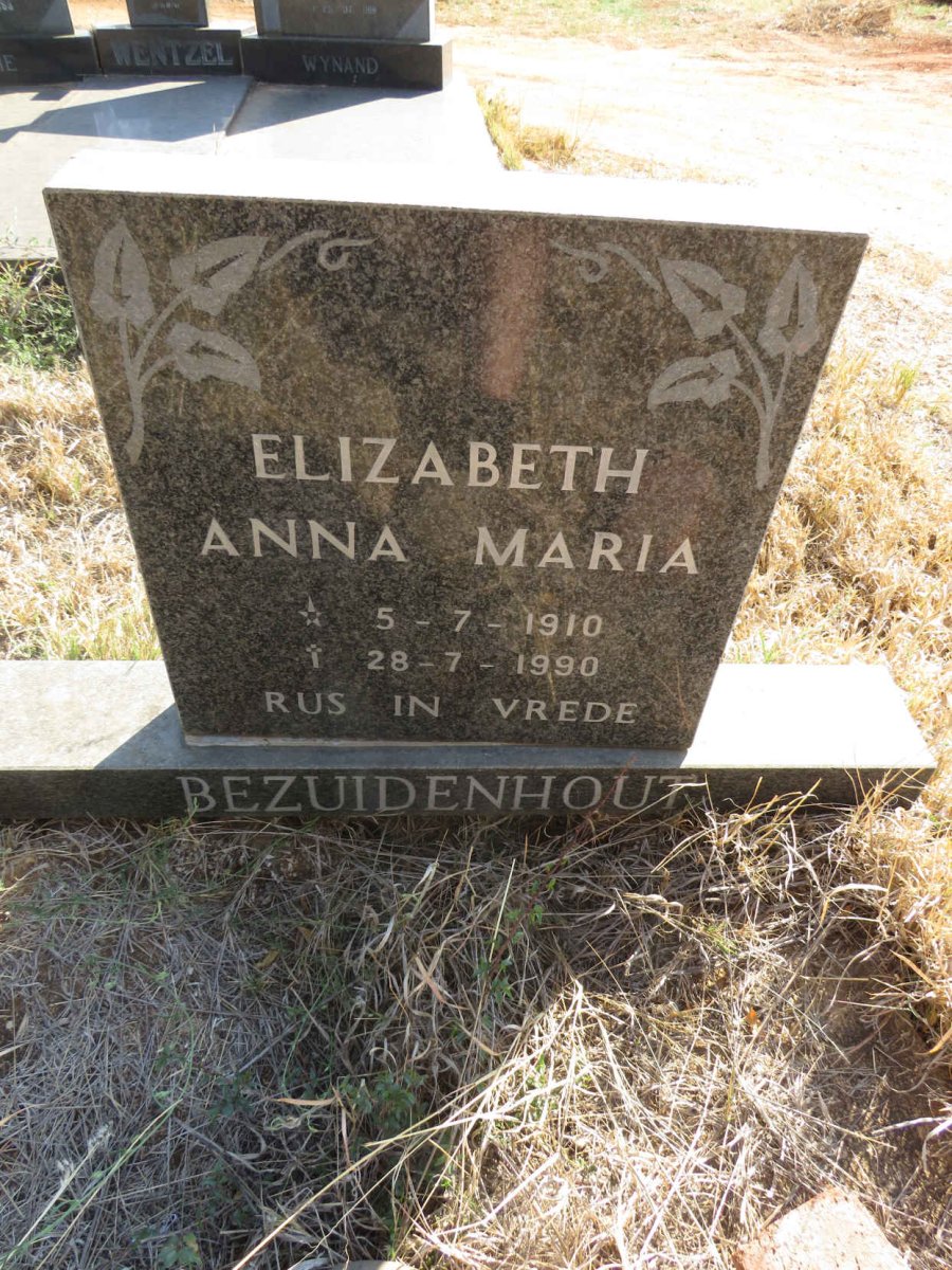 BEZUIDENHOUT Elizabeth Anna Maria 1910-1990