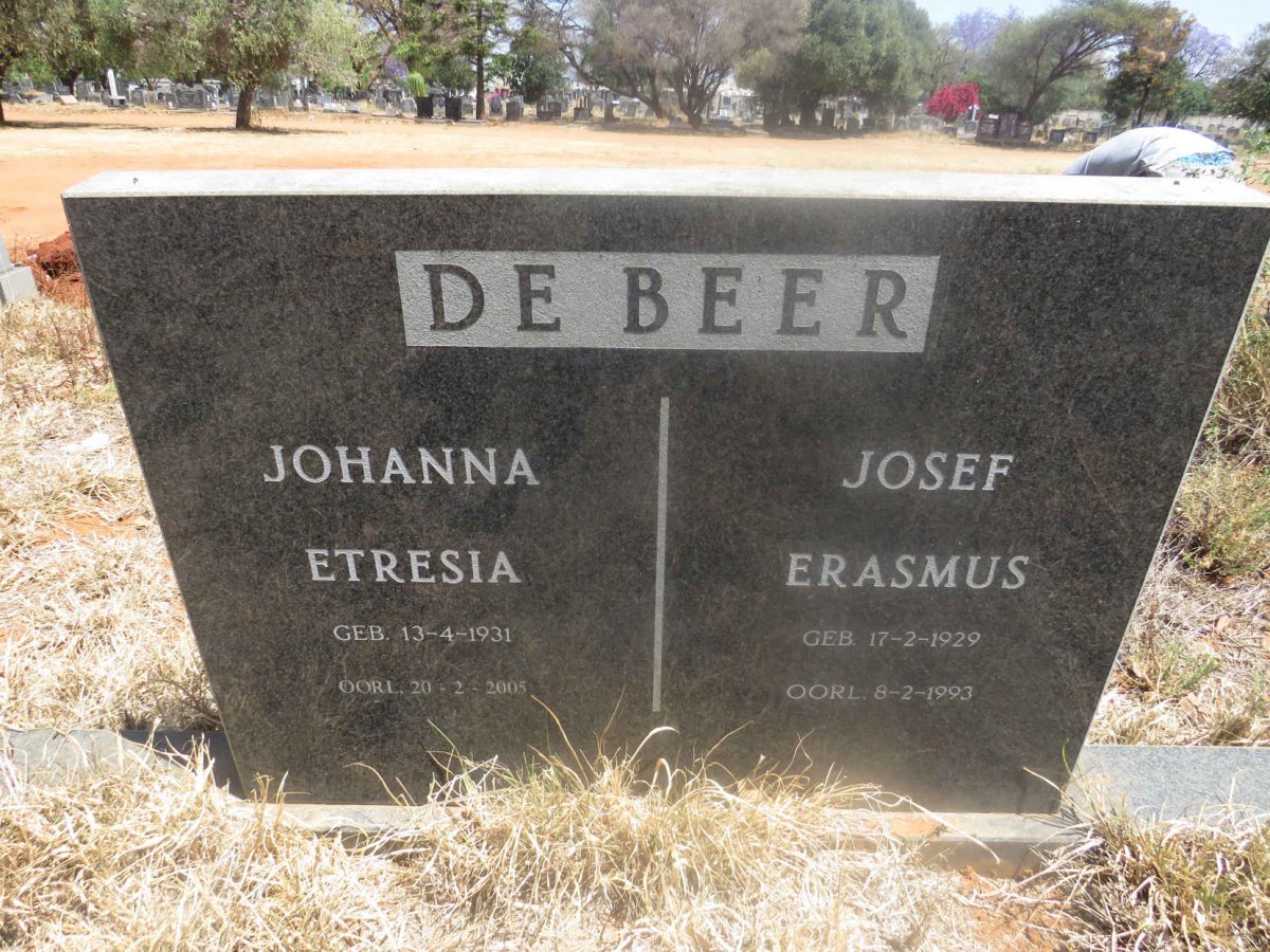 BEER Josef Erasmus, de 1929-1993 & Johanna Etresia 1931-2005