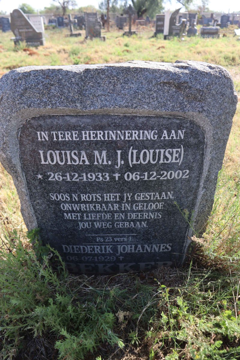 BEKKER Diederik Johannes 1929- & Louisa M.J. 1933-2002