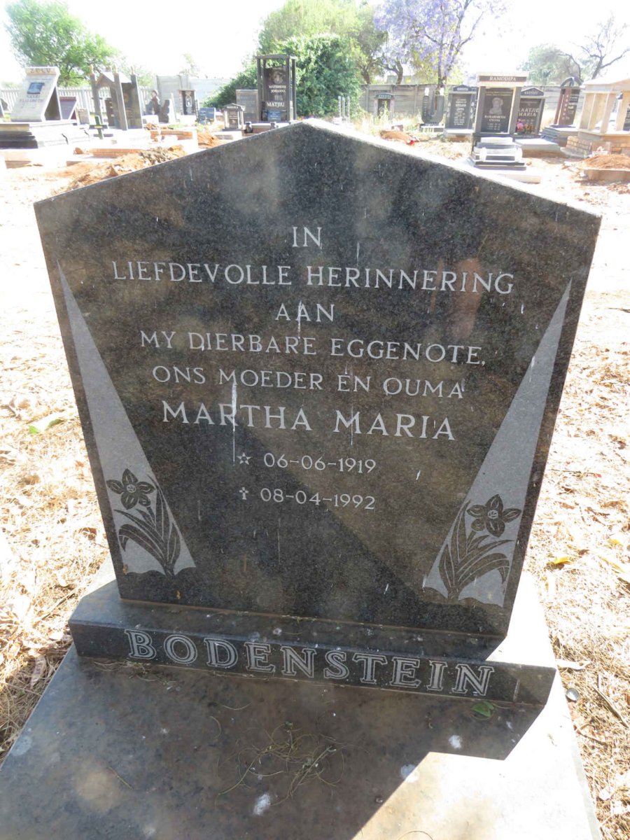 BODENSTEIN Martha Maria 1919-1992