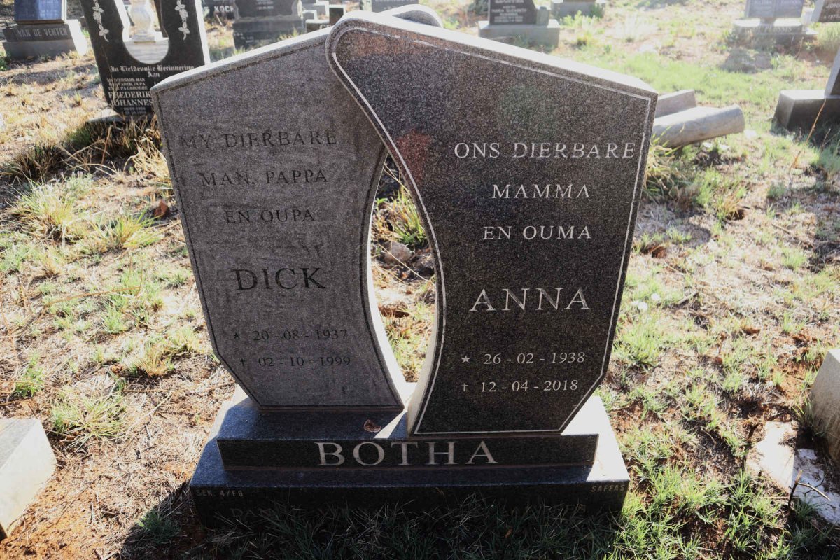 BOTHA Dick 1937-1999 & Anna 1938-2018