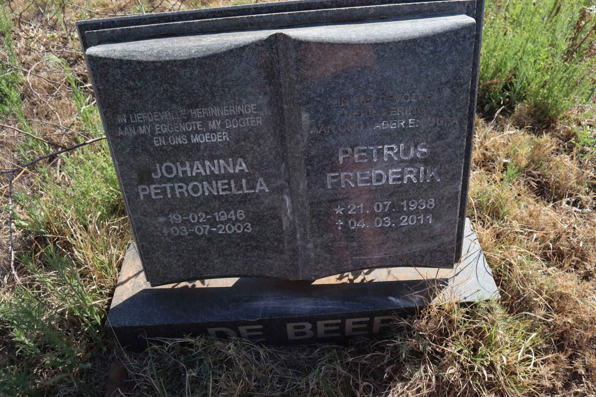 BEER Petrus Frederik, de 1938-2011 & Johanna Petronella 1946-2003