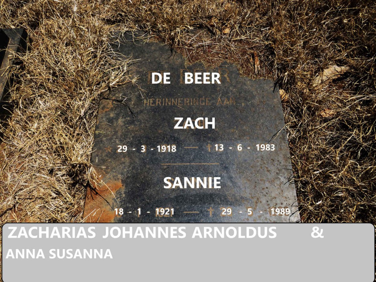 BEER Zacharias Johannes Arnoldos, de 1918-1983 & Anna Susanna 1921-1989