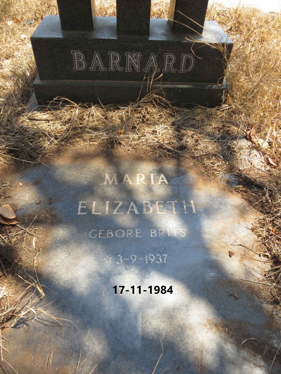BARNARD Maria Elizabeth nee BRITS 1937-1984