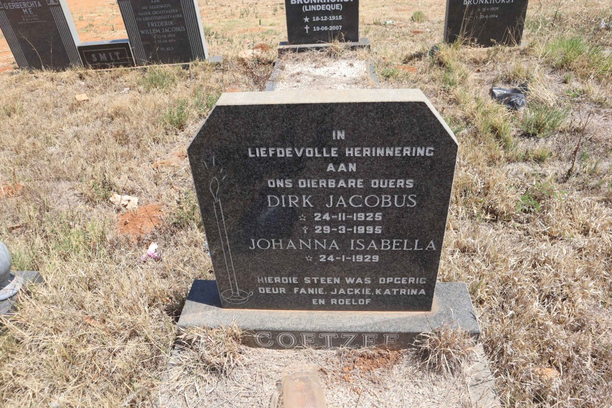 COETZEE Dirk Jacobus 1925-1995 & Johanna Isabella 1929-