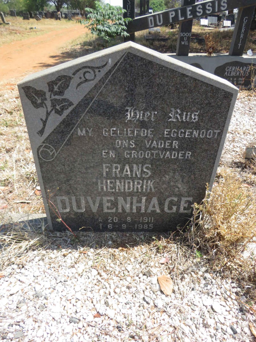 DUVENHAGE Frans Hendrik 1911-1985