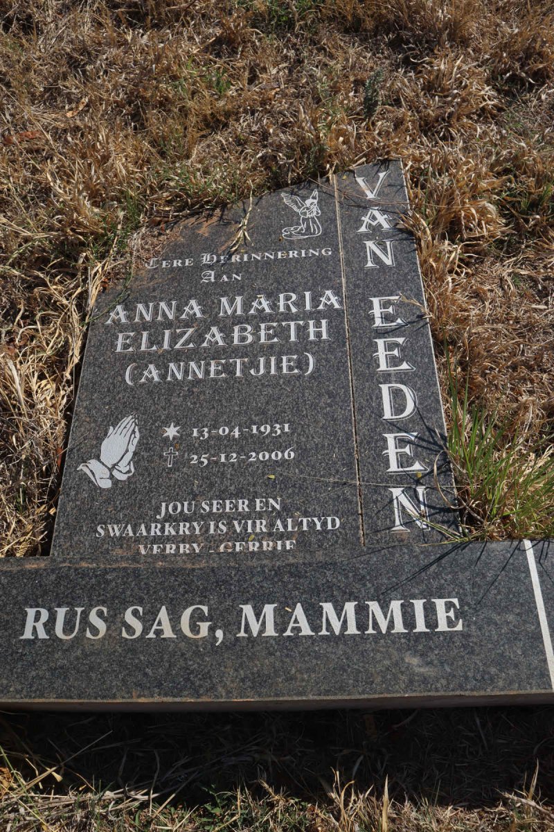 EEDEN Anna Maria Elizabeth, van 1931-2006