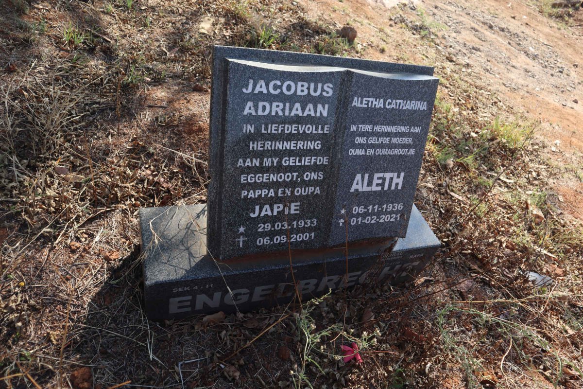 ENGELBRECHT Jacobus Adriaan 1933-2001 & Aletha Catharina 1936-2021