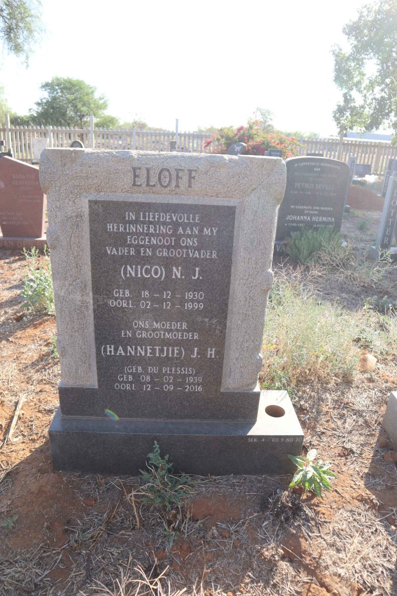 ELOFF N.J. 1930-1999 & J.H. DU PLESSIS 1939-2016
