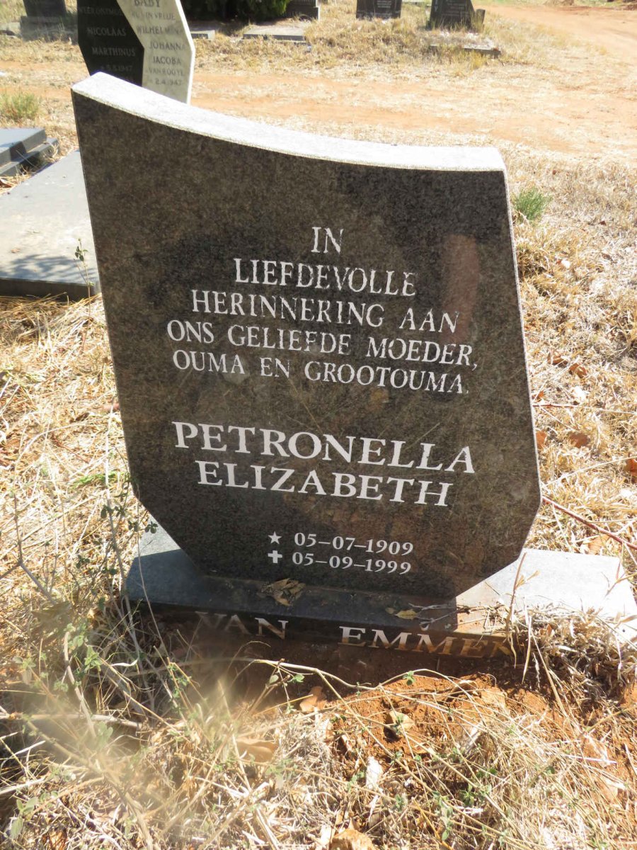 EMMENIS Petronella Elizabeth, van 1909-1999