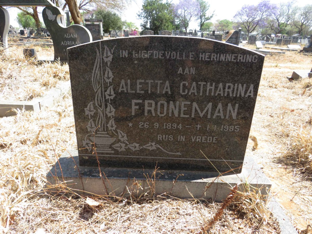 FRONEMAN Aletta Catharina 1894-1985