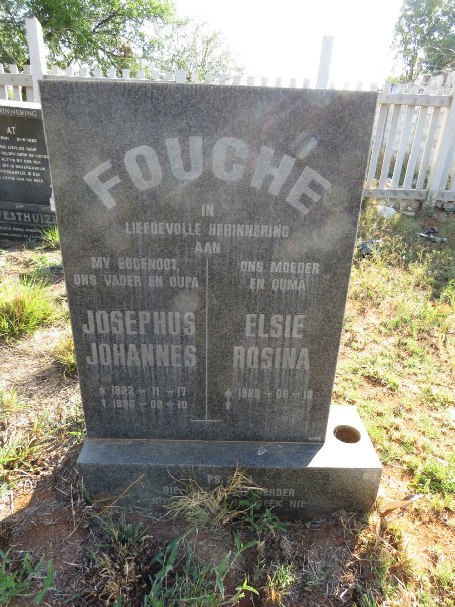 FOUCHE Josephus Johannes 1923-1996 & Elsie Rosina 1923-