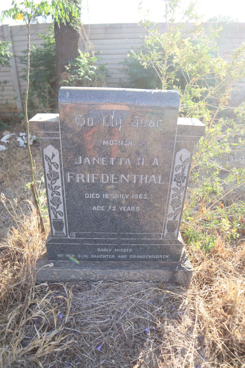 FRIEDENTHAL Janetta H.A. -1963