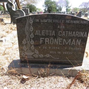 FRONEMAN Aletta Catharina 1894-1985