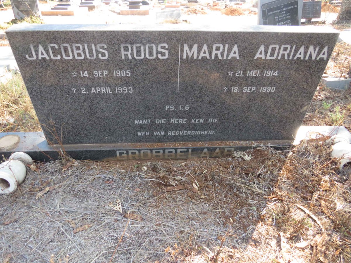 GROBBELAAR Jacobus Roos 1905-1993 & Maria Adriana 1914-1990