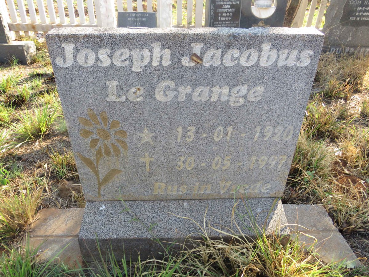 GRANGE Joseph Jacobus, le 1920-1999
