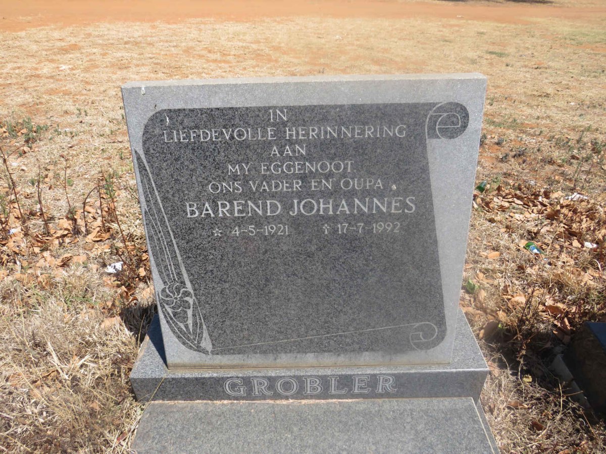 GROBLER Barend Johannes 1921-1992