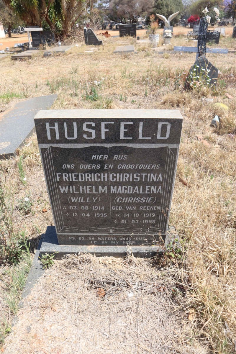 HUSFELD Friedrich Wilhelm 1914-1995 & Christina Magdalena 1919-1995 
