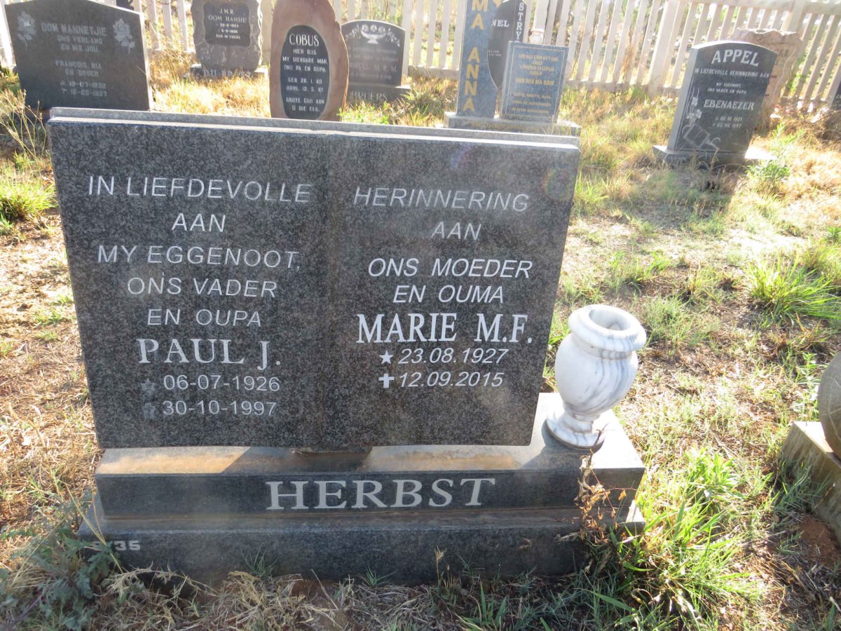HERBST Paul J. 1926-1997 & Marie M.F. 1927-2015