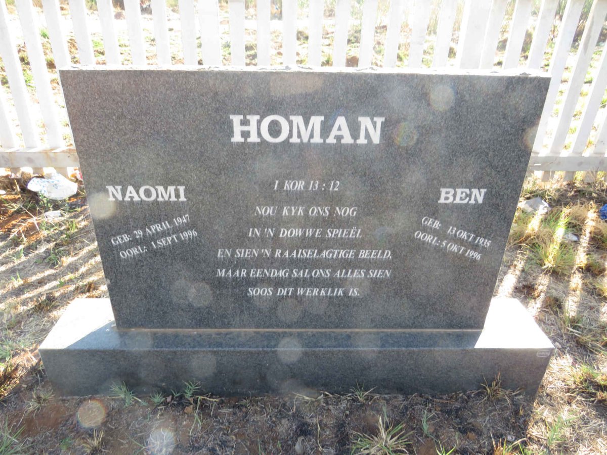 HOMAN Ben 1935-1996 & Naomi 1947-1996