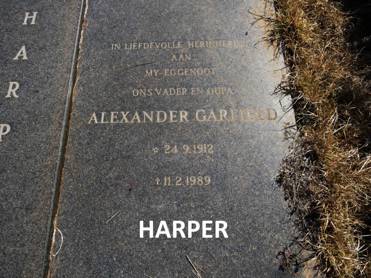 HARPER Alexander Garfield 1912-1989