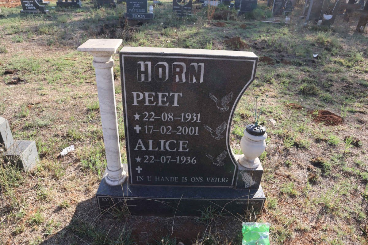 HORN Peet 1931-2001 & Alice 1936-