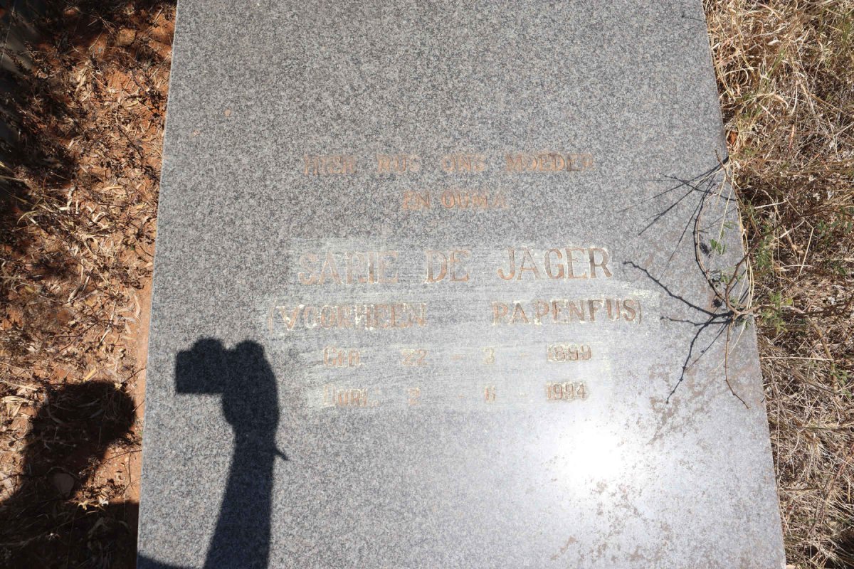 JAGER Sarie, de nee PAPENFUS 1899-1994