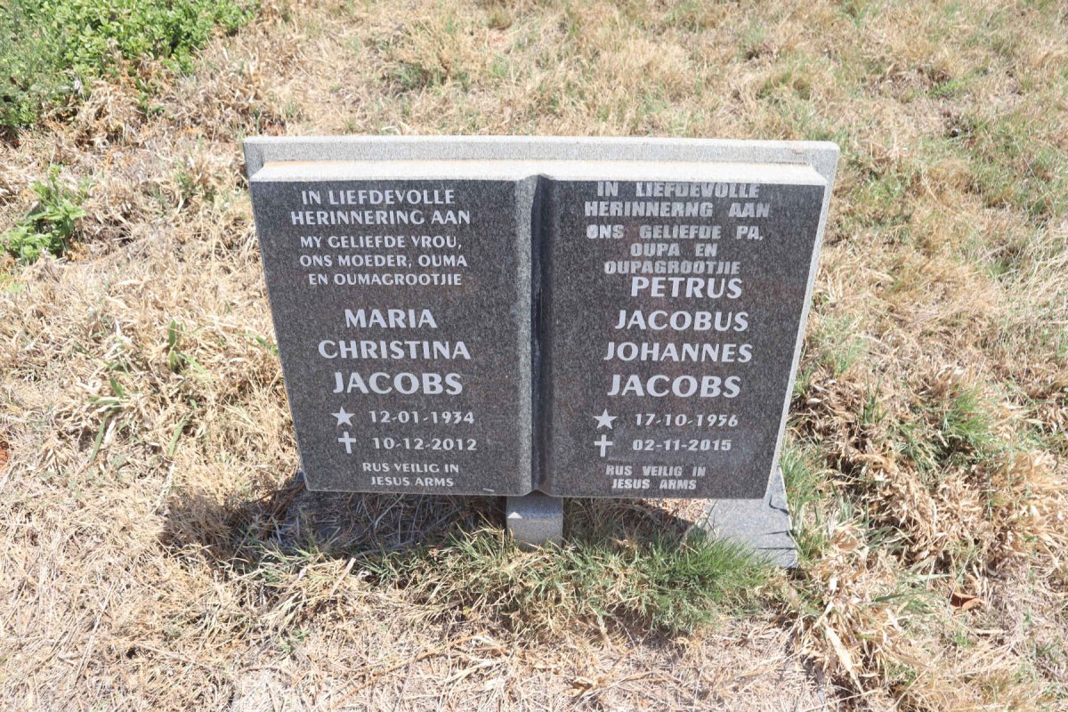 JACOBS Petrus Jacobus Johannes1956-2015 & Maria Christina 1934-2012