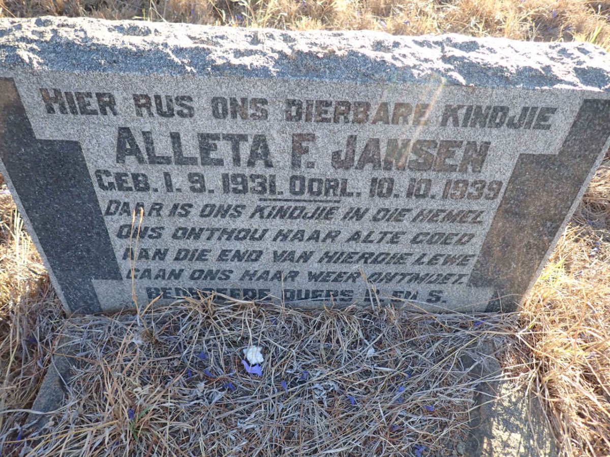JANSEN Alleta F. 1931-1939