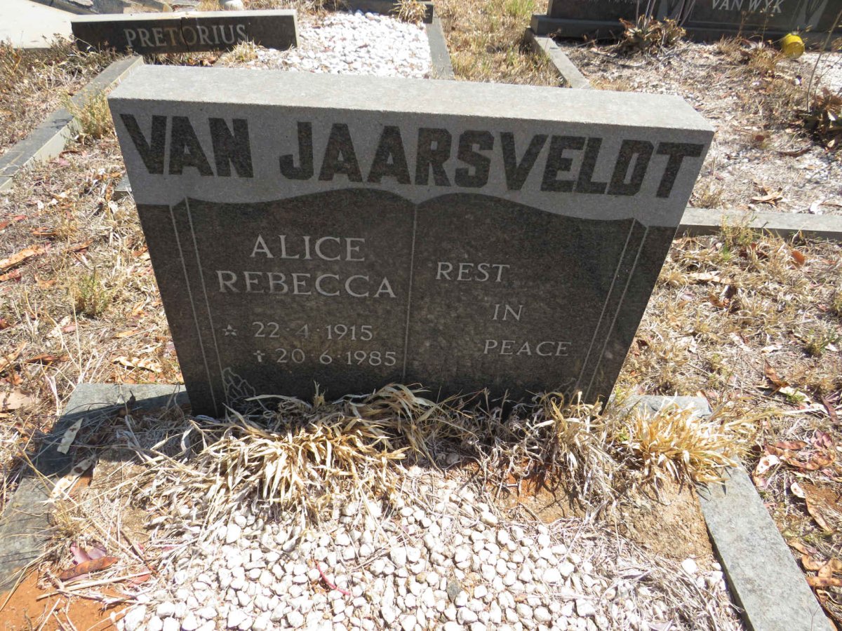 JAARSVELDT Alice Rebecca, van 1915-1985