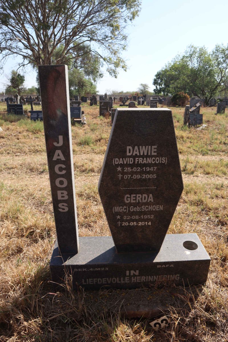JACOBS David Francois 1947-2005 & M.G.C. SCHOEN 1952-2014 
