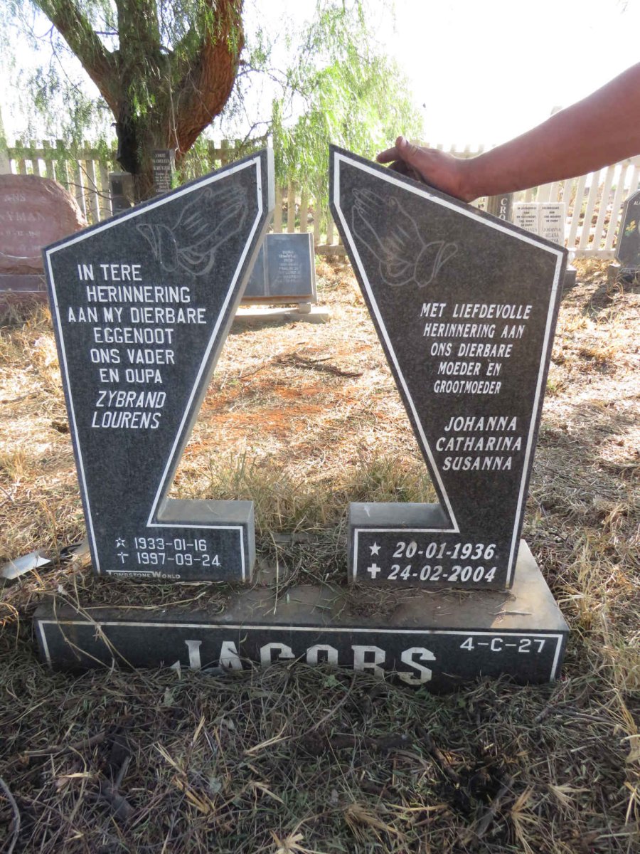 JACOBS Zybrand Lourens 1933-1997 & Johanna Catharina Susanna 1936-2004