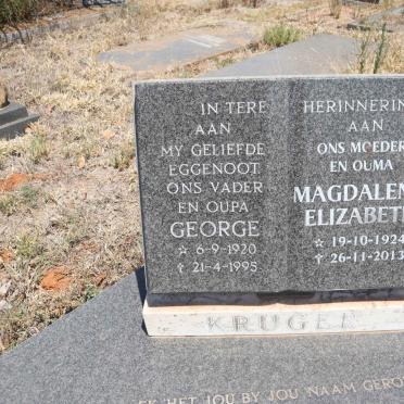 KRUGER George 1920-1995 & Magdalena Elizabeth 1924-2013