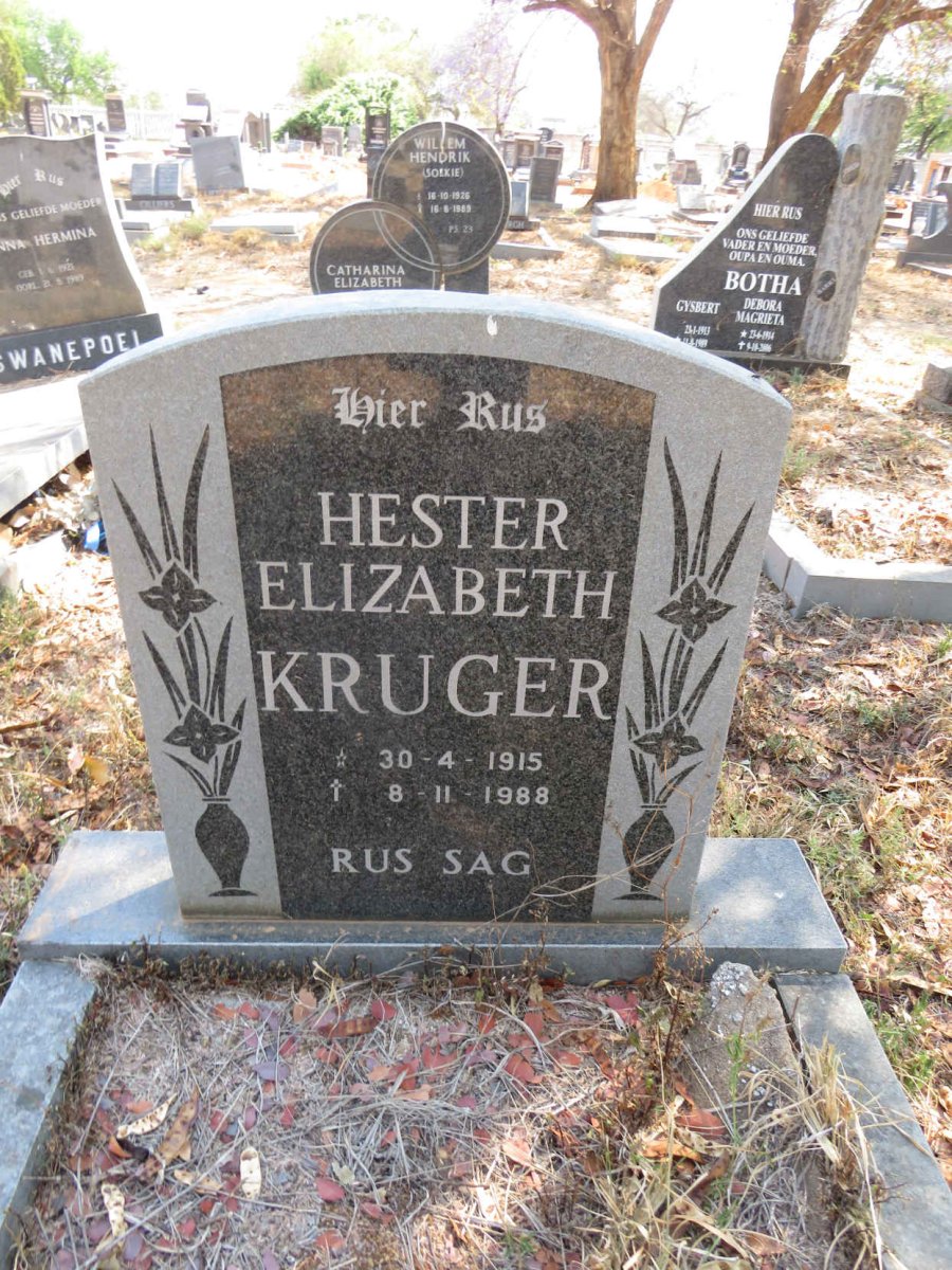 KRUGER Hester Elizabeth 1915-1988