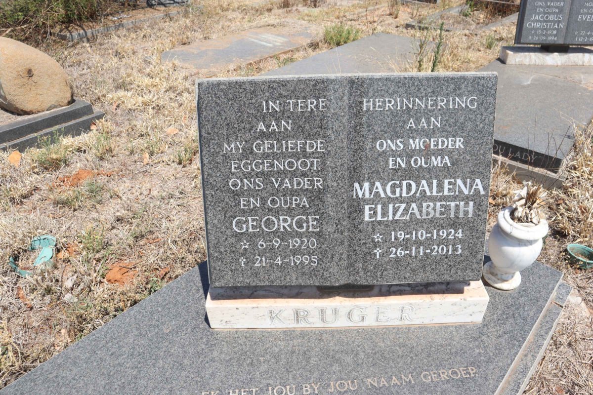KRUGER George 1920-1995 & Magdalena Elizabeth 1924-2013